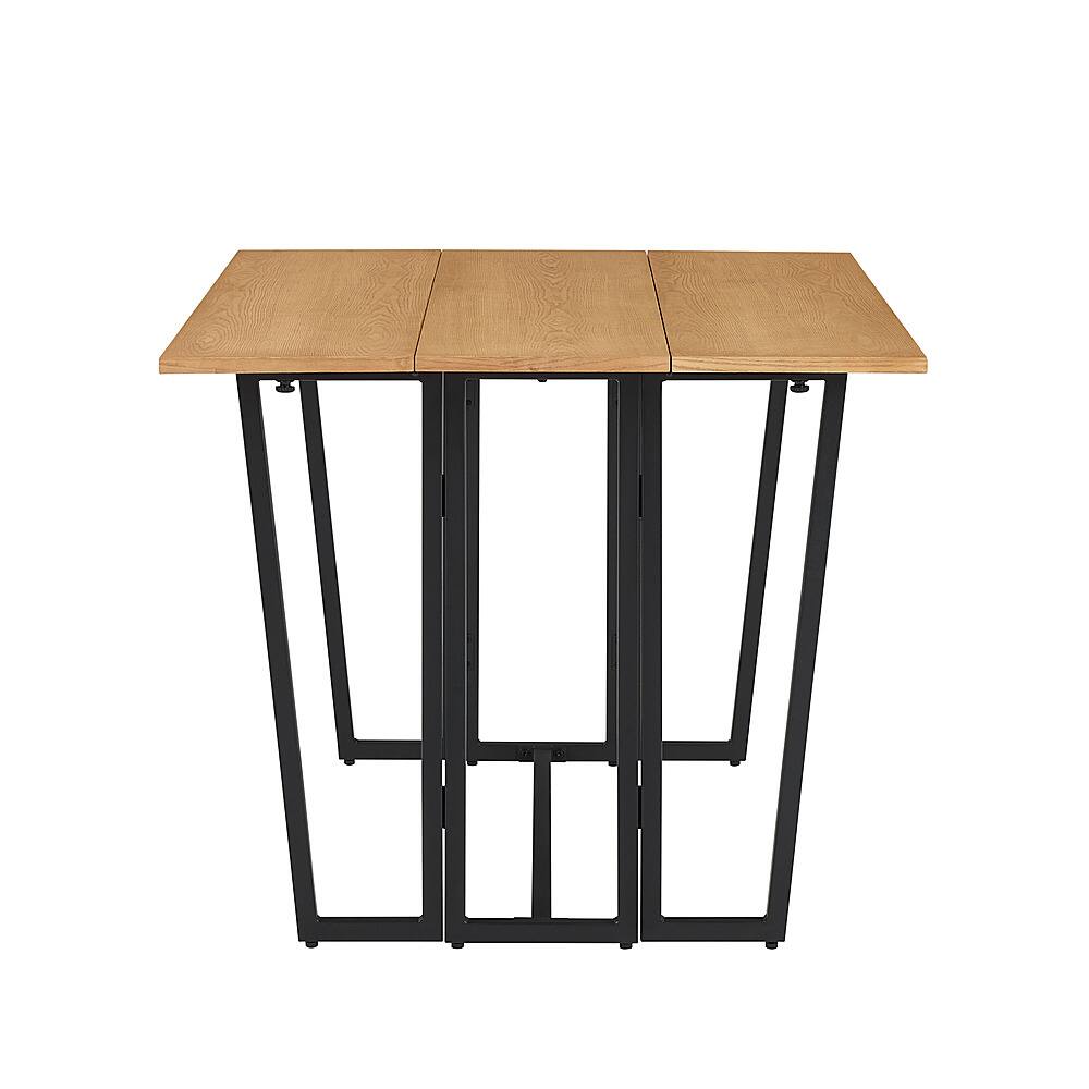Walker Edison Modern Metal and Wood Drop-Leaf Dining Table Light Ash ...