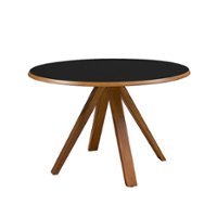 Walker Edison - Mid-Century Modern Minimalist Round Dining Table - Black - Front_Zoom