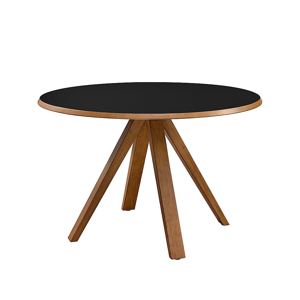 Left View: Walker Edison - Mid-Century Modern Minimalist Round Dining Table - Black