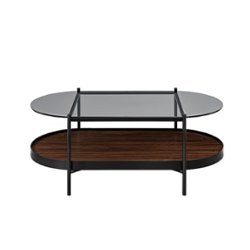 Walker Edison - Contemporary 2-Tier Tray-Shelf Coffee Table - Dark Walnut - Front_Zoom