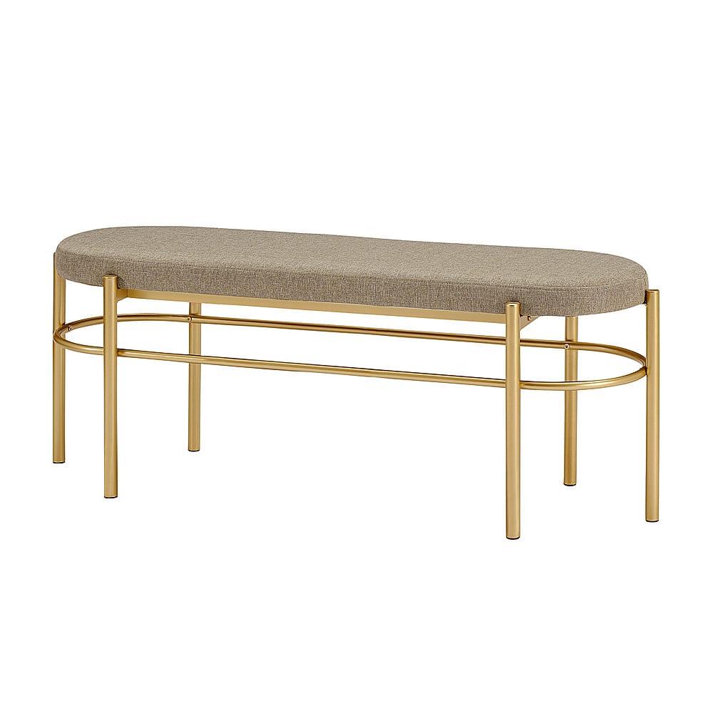 Walker Edison – Glam Bench with Cushion – Taupe Sansujyuku sansujyuku.com