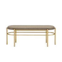Walker Edison - Glam Bench with Cushion - Taupe - Front_Zoom