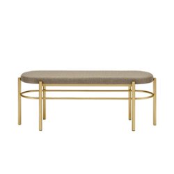 Walker Edison - Glam Bench with Cushion - Taupe - Front_Zoom