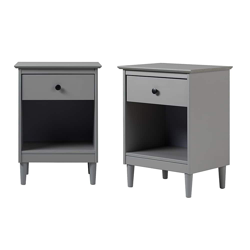 Angle View: Walker Edison - Modern 2-Piece 1-Drawer Nightstand Set - Grey