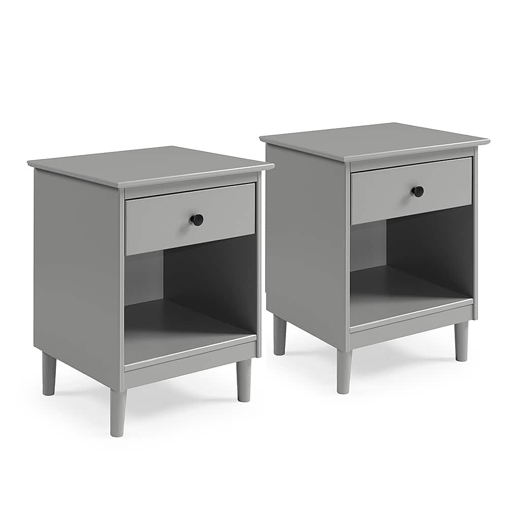 Left View: Walker Edison - Modern 2-Piece 1-Drawer Nightstand Set - Grey