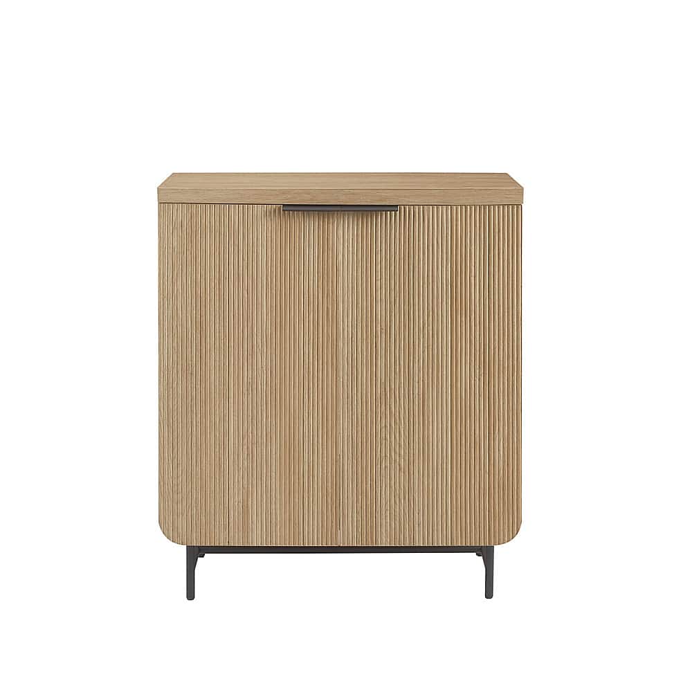 Front. Walker Edison - Urban 4-Door Accent Cabinet - Coastal Oak.