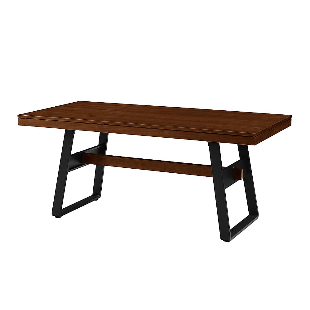 Angle View: Walker Edison - Modern Bridge-Leg Dining Table - Dark Walnut