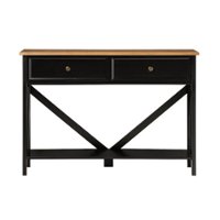 Walker Edison - Rustic Distressed Solid Wood Entry Table with Lower Shelf - Rustic Oak - Front_Zoom