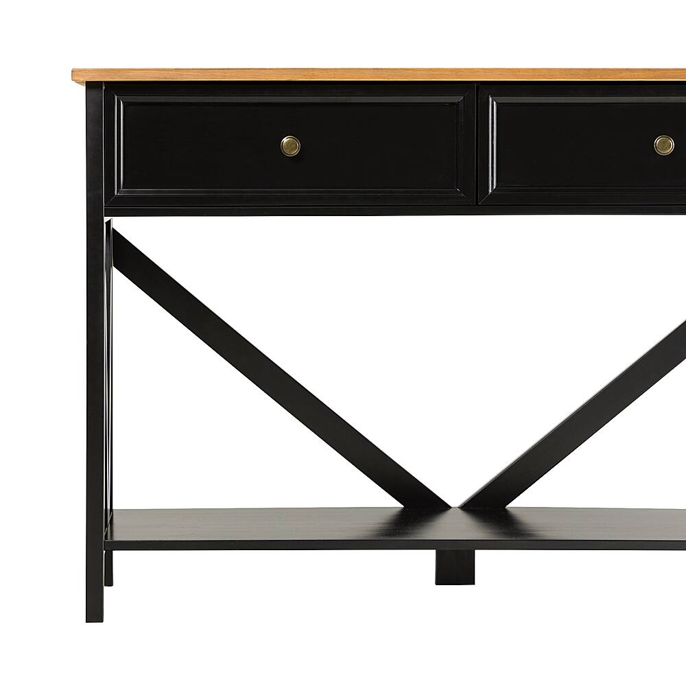 Walker Edison Rustic Distressed Solid Wood Entry Table with Lower Shelf