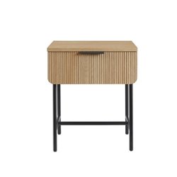 Walker Edison - Contemporary 1-Drawer Side Table - Coastal Oak - Front_Zoom