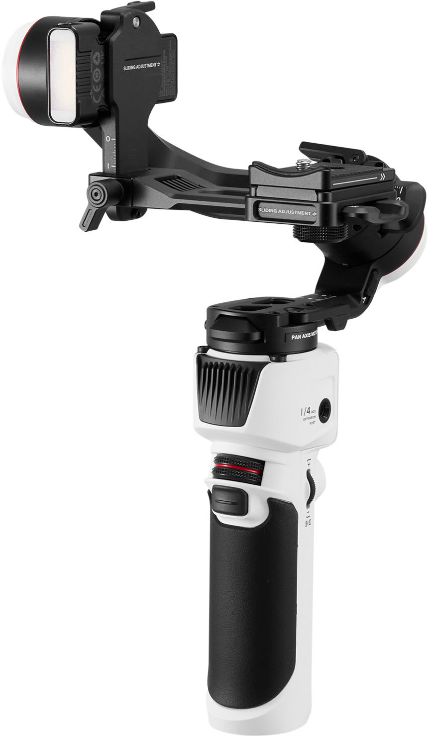 Angle View: Zhiyun - Crane-M 3S 3-Axis Gimbal Stabilizer for Smartphones, Action, or Mirrorless Cameras with Detachable Tri-pod Stand - White