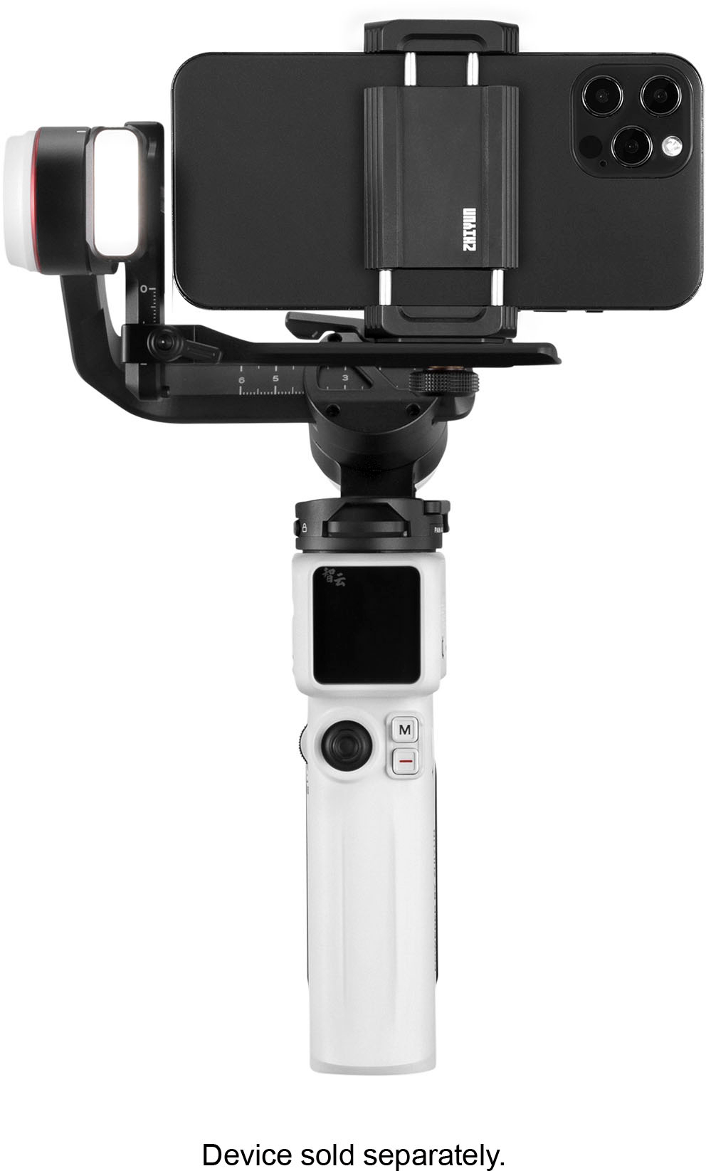 Left View: Zhiyun - Crane-M 3S 3-Axis Gimbal Stabilizer for Smartphones, Action, or Mirrorless Cameras with Detachable Tri-pod Stand - White