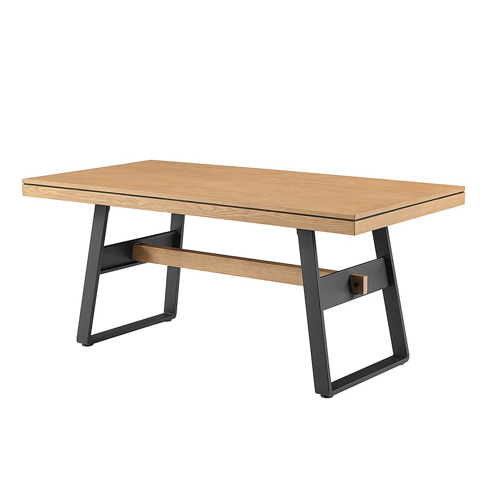 Angle View: Walker Edison - Industrial Metal and Wood Dining Table - Light Oak