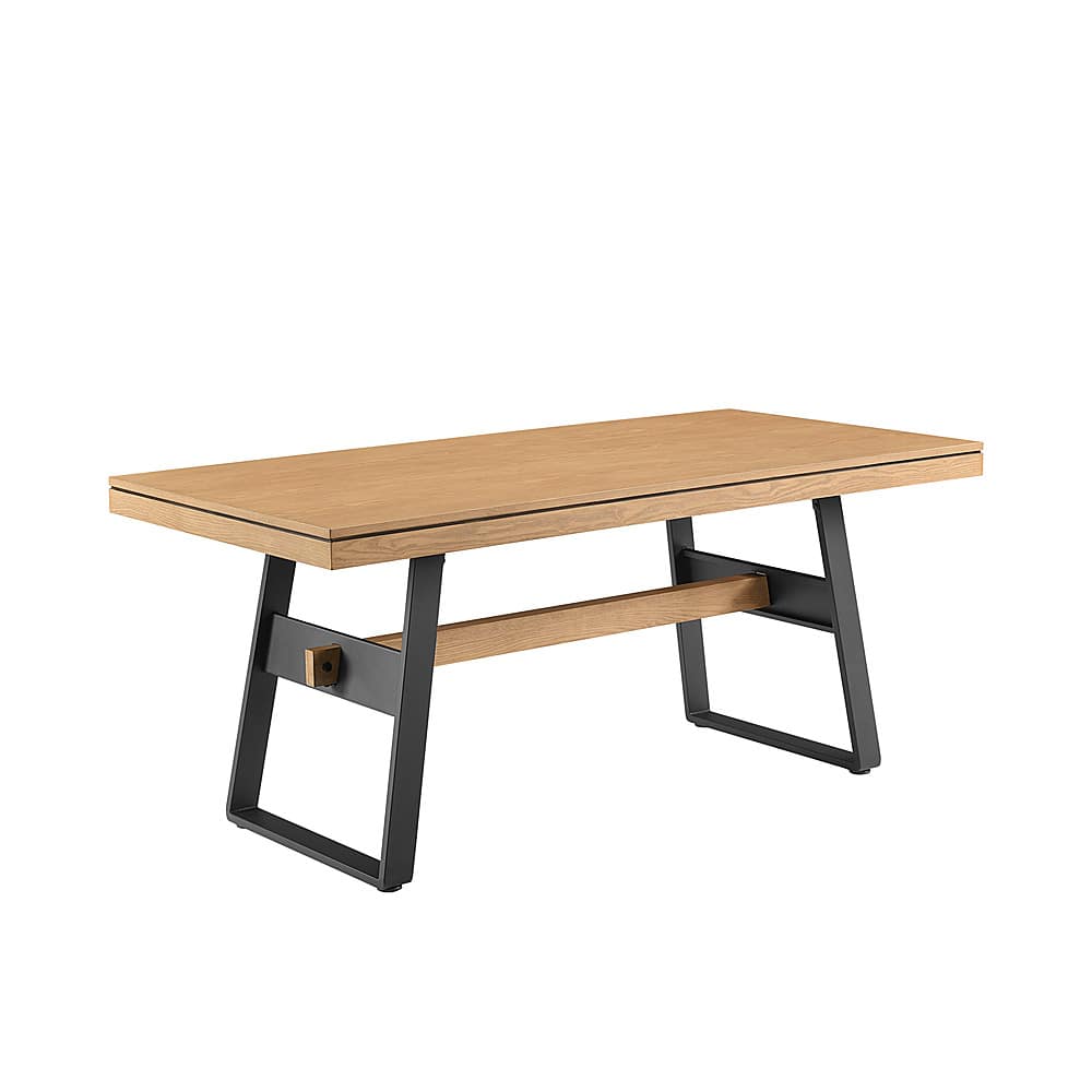 Left View: Walker Edison - Industrial Metal and Wood Dining Table - Light Oak