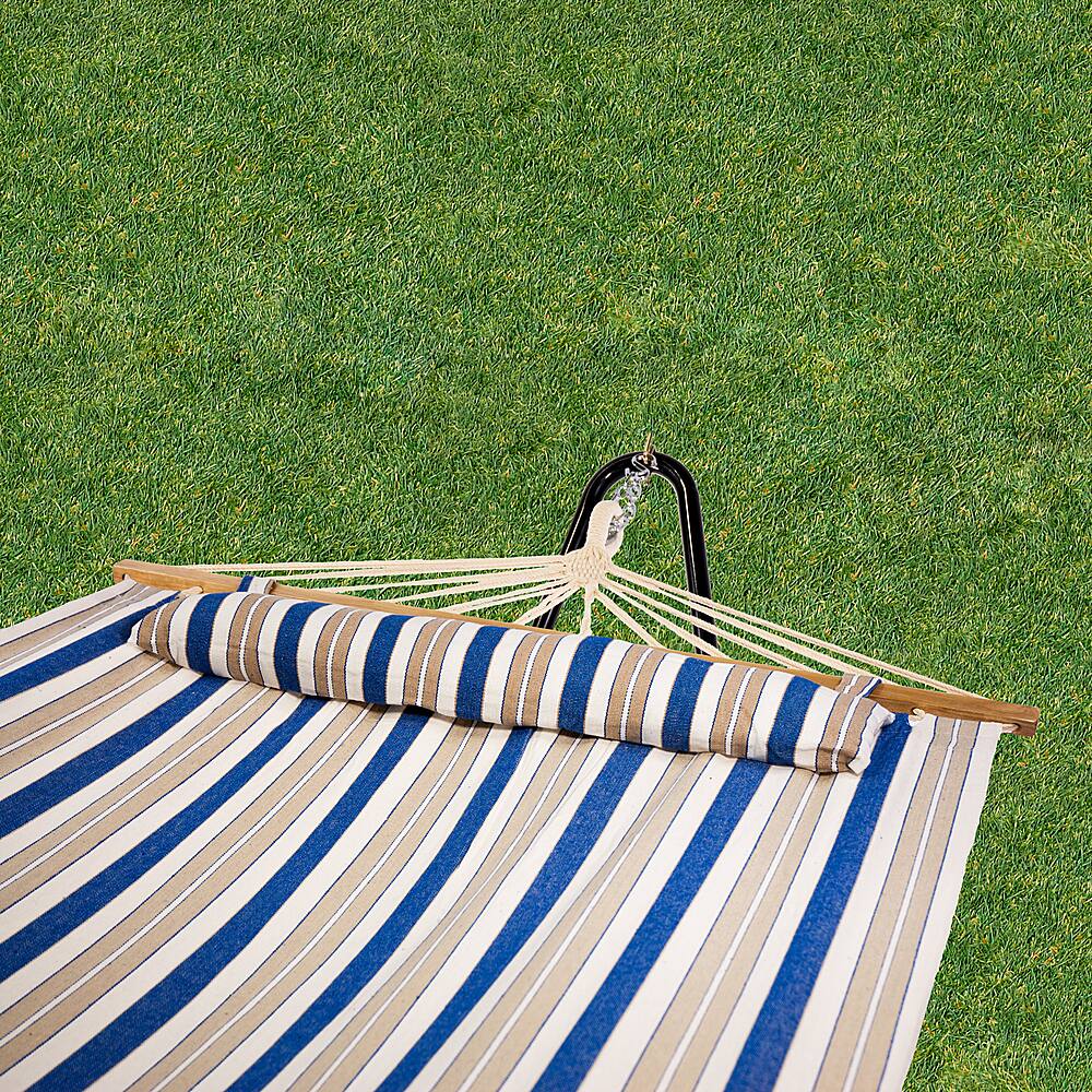 Alt View 11. Bliss - Caribbean Hammock w/ Pillow & Hanging Hardware - Nautical Stripe.