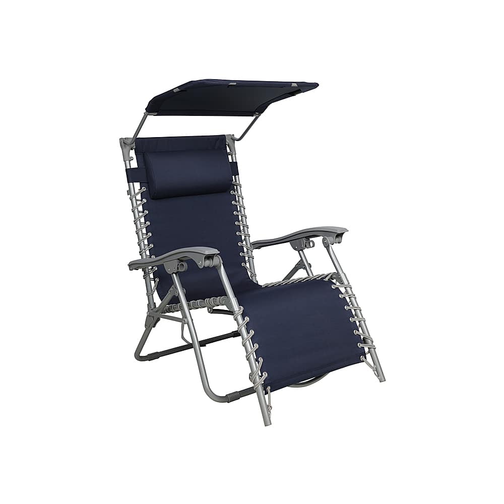 Best Buy Bliss Gravity Free Beach Chair w/ Pillow & Canopy Navy GBC
