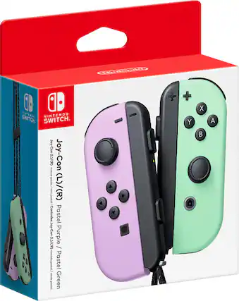 Front. Nintendo - Joy-Con (L/R) Wireless Controllers - Pastel Purple/ Pastel Green.
