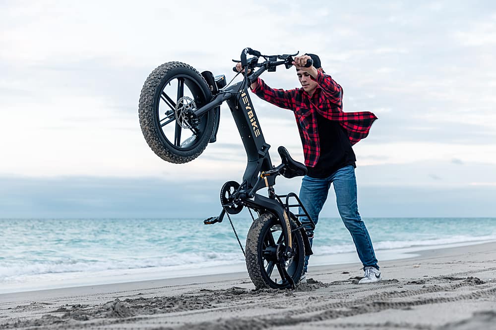 Left View: Heybike - Tyson Foldable E-bike w/ 55mi Max Operating Range & 28 mph Max Speed - Black