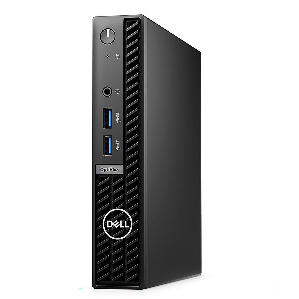 Left View: Dell - OptiPlex 7000 Desktop - Intel Core i5-13500T - 8GB Memory - 256GB SSD - Black