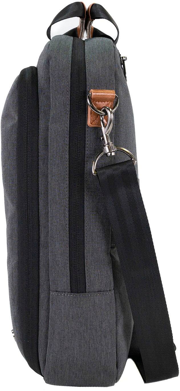 Alt View 15. PKG - Riverdale 11L Vertical Messenger Bag for 16" Laptop - Dark Grey/Tan.