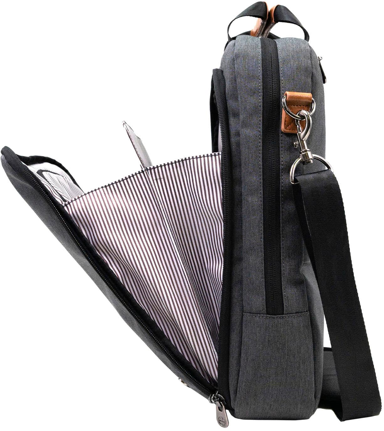 Alt View 16. PKG - Riverdale 11L Vertical Messenger Bag for 16" Laptop - Dark Grey/Tan.