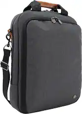 Front. PKG - Riverdale 11L Vertical Messenger Bag for 16" Laptop - Dark Grey/Tan.
