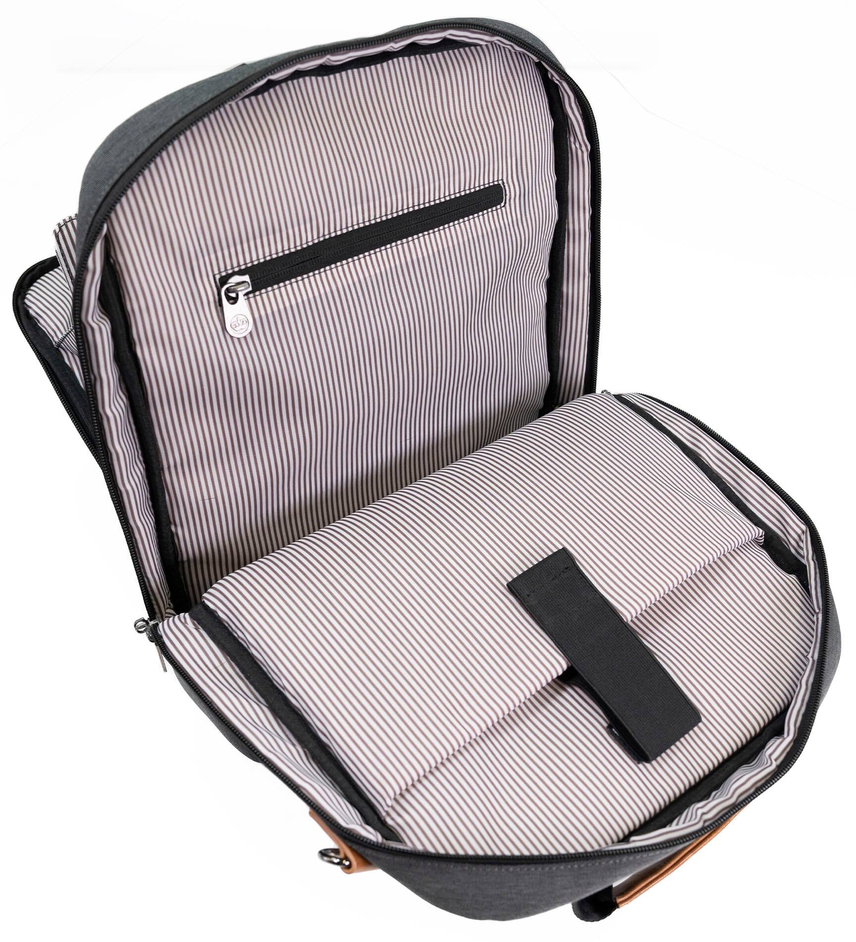 Alt View 22. PKG - Riverdale 11L Vertical Messenger Bag for 16" Laptop - Dark Grey/Tan.