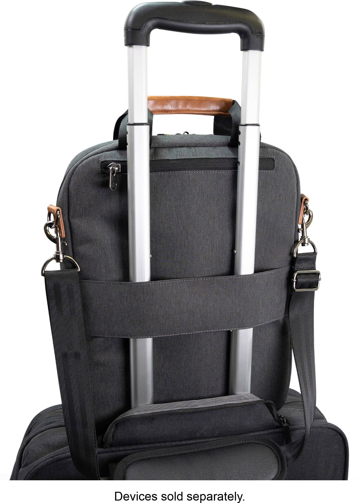 Alt View 24. PKG - Riverdale 11L Vertical Messenger Bag for 16" Laptop - Dark Grey/Tan.