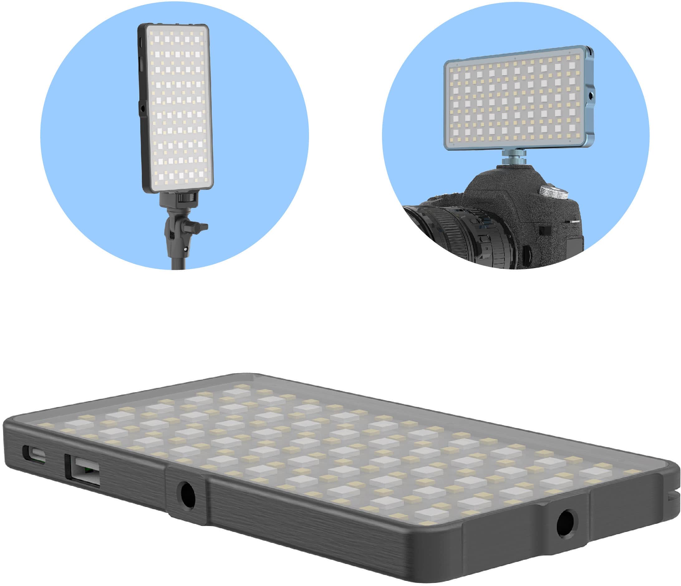 Alt View 15. Digipower - Rainbow 135 LED Video Light - Silver.