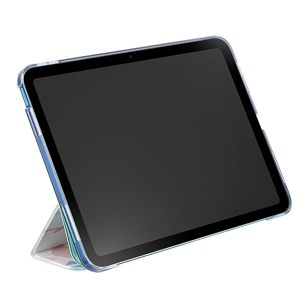 Angle. Best Buy essentials™ - Folio Case for iPad 10th Gen 10.9" - Blue Leaf.