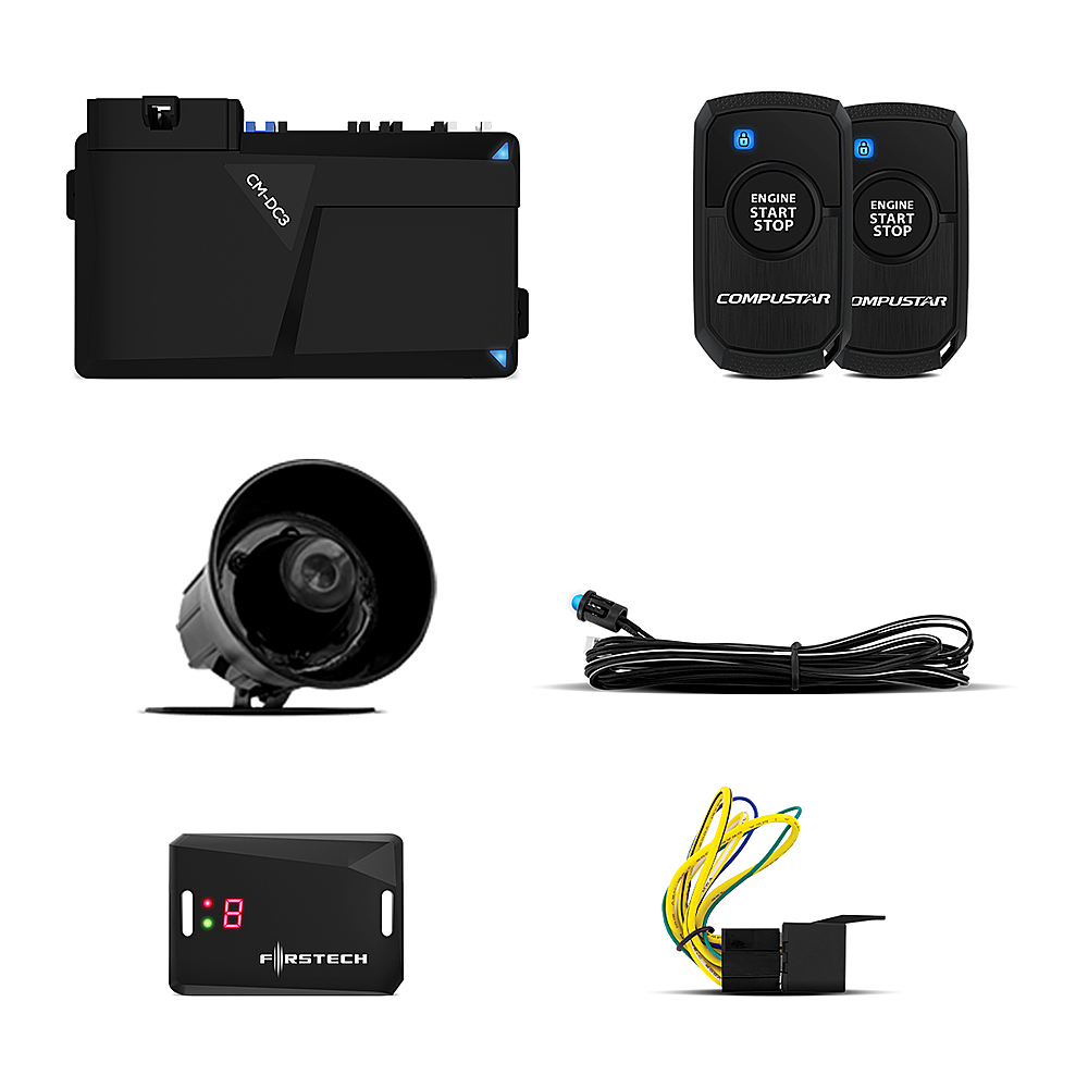 Angle View: Compustar - 1-Way remote start kit with security - Installation Included - Black
