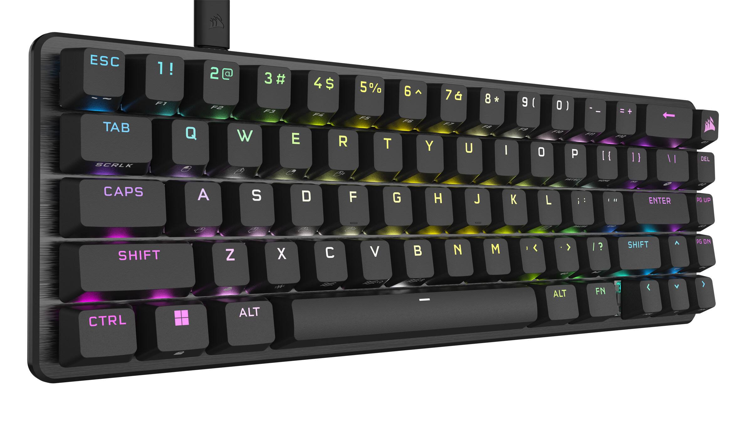 Left. CORSAIR - K65 PRO MINI RGB 65% Optical-Mechanical Gaming Keyboard Backlit RGB LED, OPX - Black.