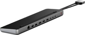 Satechi - Dual Dock with NVMe SSD enclosure – USB-C PD (75W), 2 USB-C data, 2 HDMI 2.0, 1 DisplayPort 1.4, 2 USB-A, Ethernet - Space Gray - Front_Zoom