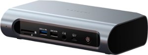 Satechi - Thunderbolt 4 Multimedia Pro Dock-2 DisplayPort, 2 HDMI, USB C, 5 USB A Port, Micro/SD, Audio, Ethernet Docking Station - Space Gray - Front_Zoom