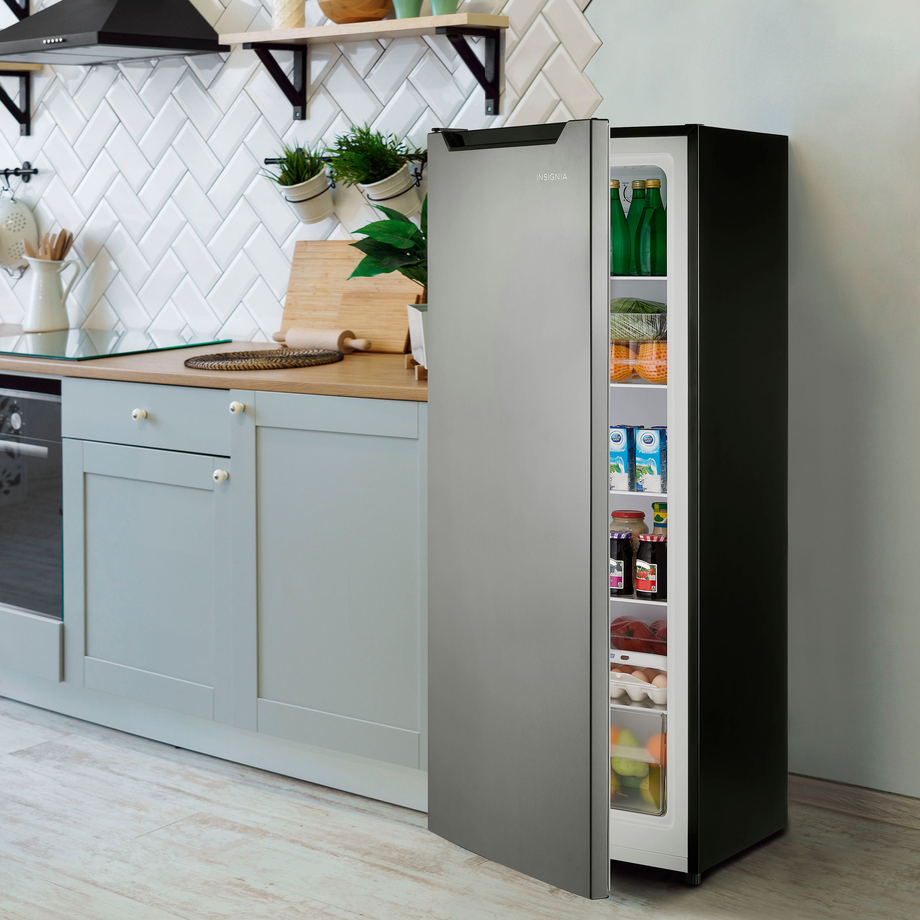 Alt View 11. Insignia™ - 7 Cu. Ft. Garage Ready Upright Convertible Freezer with ENERGY STAR Certification - Stainless Steel Look.