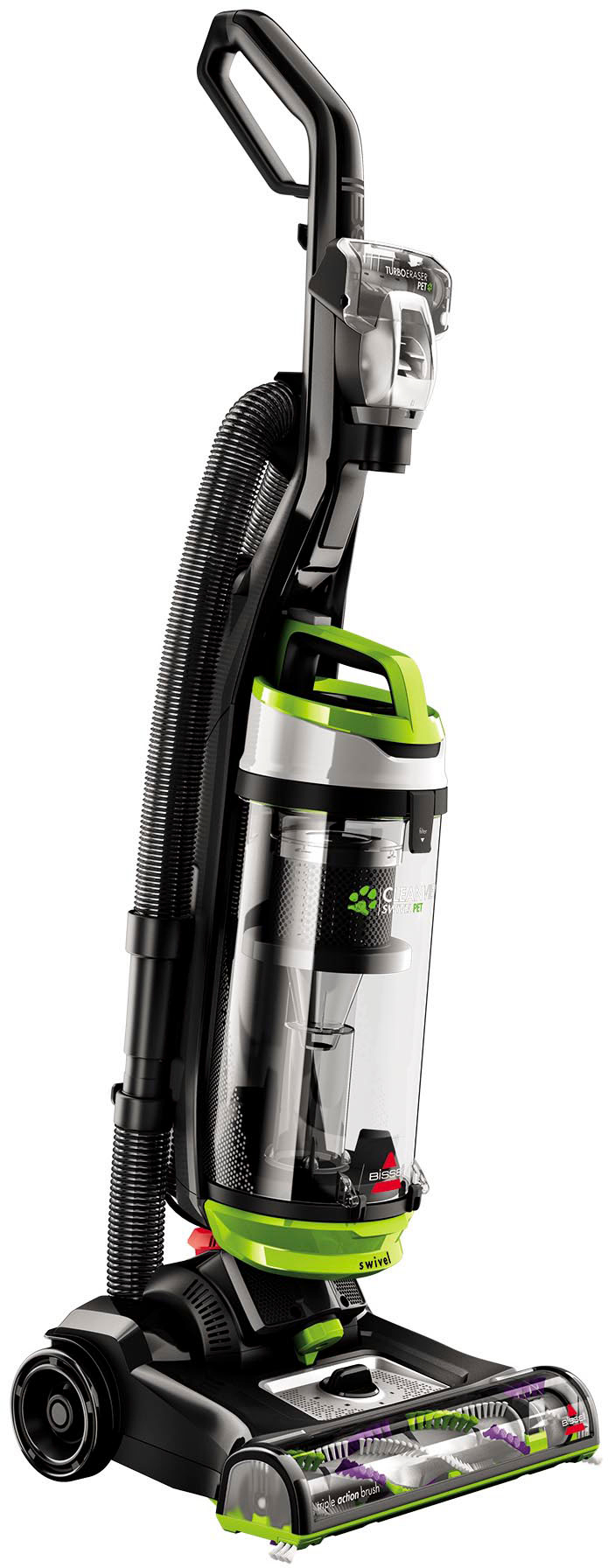 Angle View: BISSELL - CleanView Swivel Pet Vacuum Cleaner - Sparkle Silver/Cha Cha Lime with black accents