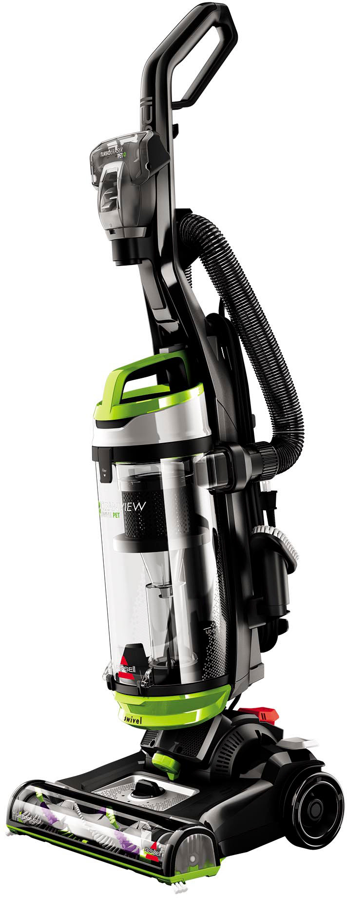 Left View: BISSELL - CleanView Swivel Pet Vacuum Cleaner - Sparkle Silver/Cha Cha Lime with black accents