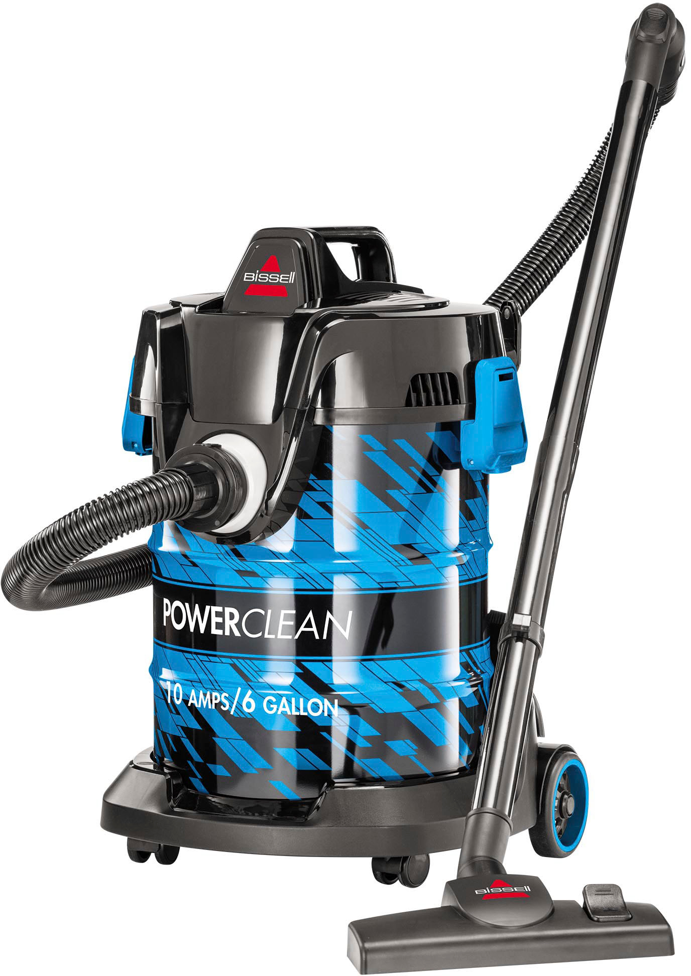 Angle View: BISSELL - PowerClean Wet and Dry Canister Vacuum - Black with Baha Blue Accents