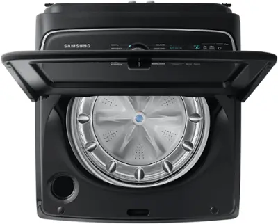 Samsung - 5.5 Cu. Ft. High-Efficiency Smart Top Load Washer with Super Speed Wash - Brushed Black