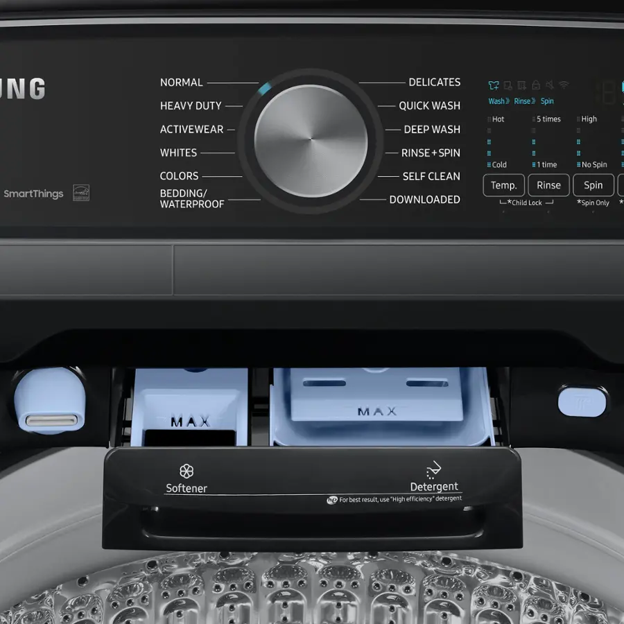 Alt View 16. Samsung - 5.5 Cu. Ft. High-Efficiency Smart Top Load Washer with Super Speed Wash - Brushed Black.