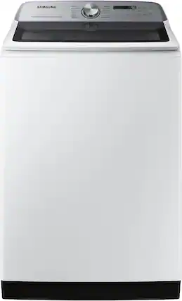 Front. Samsung - 5.5 Cu. Ft. High-Efficiency Smart Top Load Washer with Super Speed Wash - White.