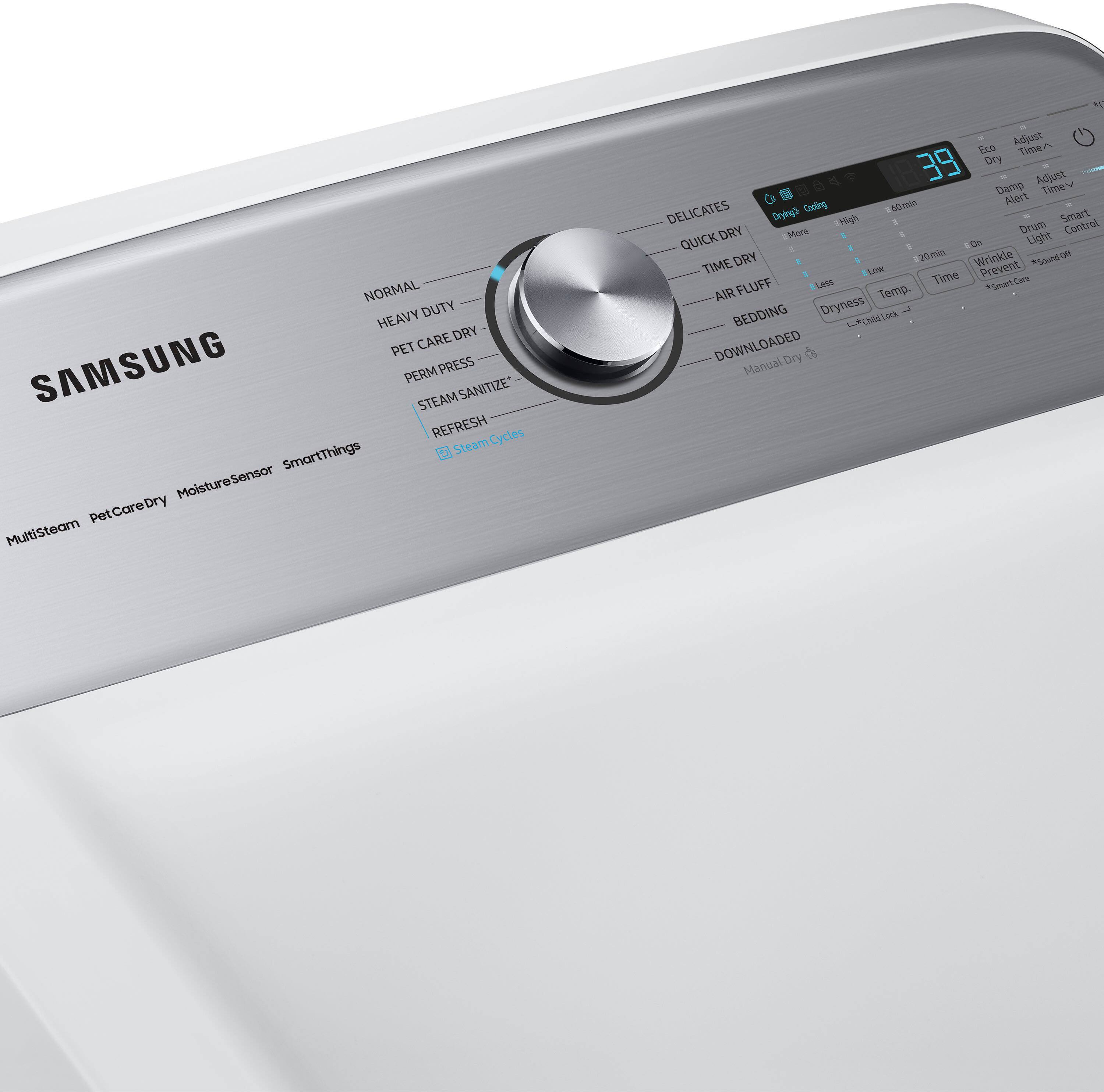 Alt View 15. Samsung - 7.4 Cu. Ft. Smart Gas Dryer with Steam and Pet Care Dry - White.