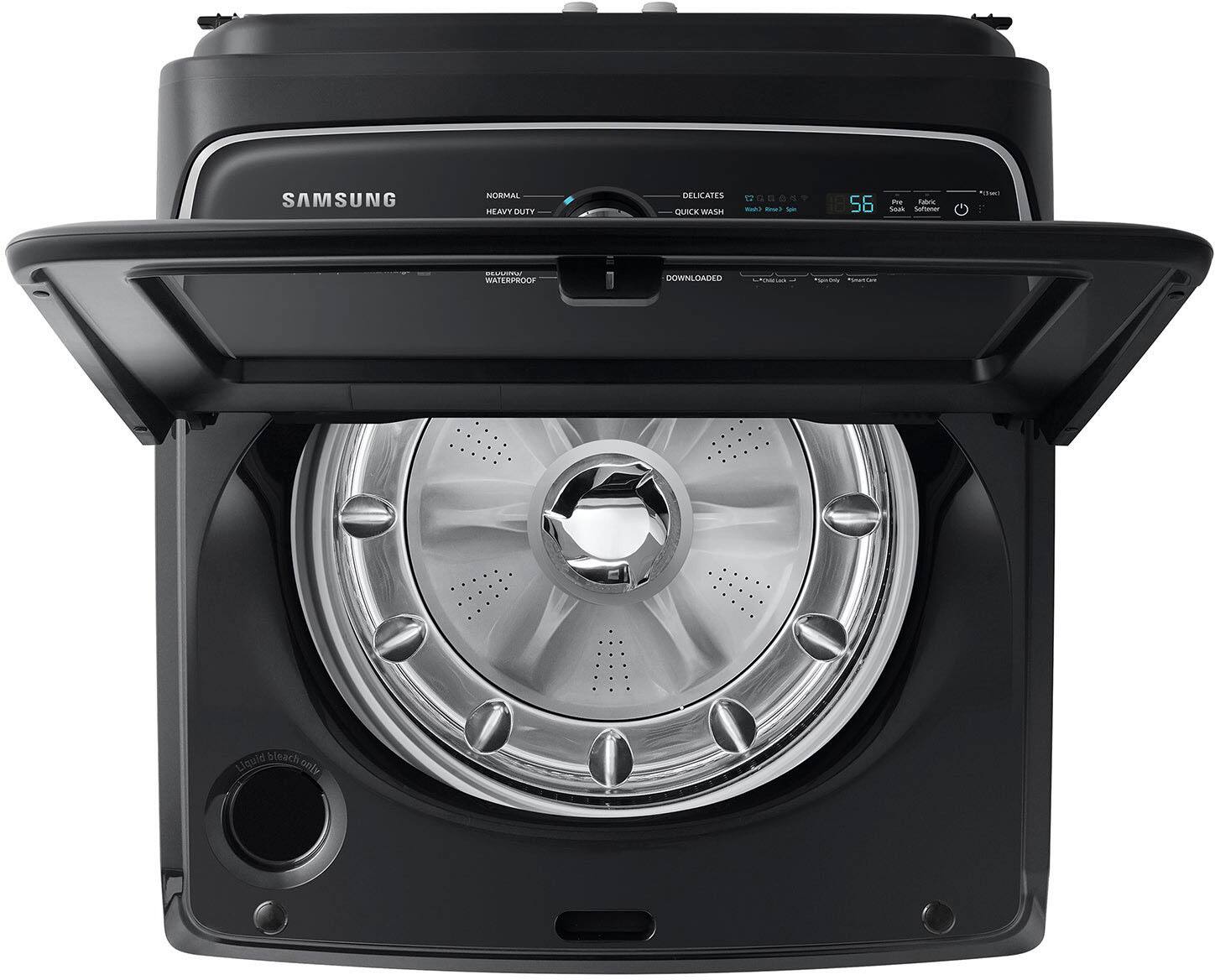 Alt View 14. Samsung - 5.4 Cu. Ft. High-Efficiency Smart Top Load Washer with ActiveWave Agitator - Brushed Black.