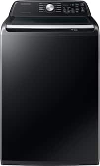 Front. Samsung - 4.6 Cu. Ft. High-Efficiency Smart Top Load Washer with ActiveWave Agitator - Black.