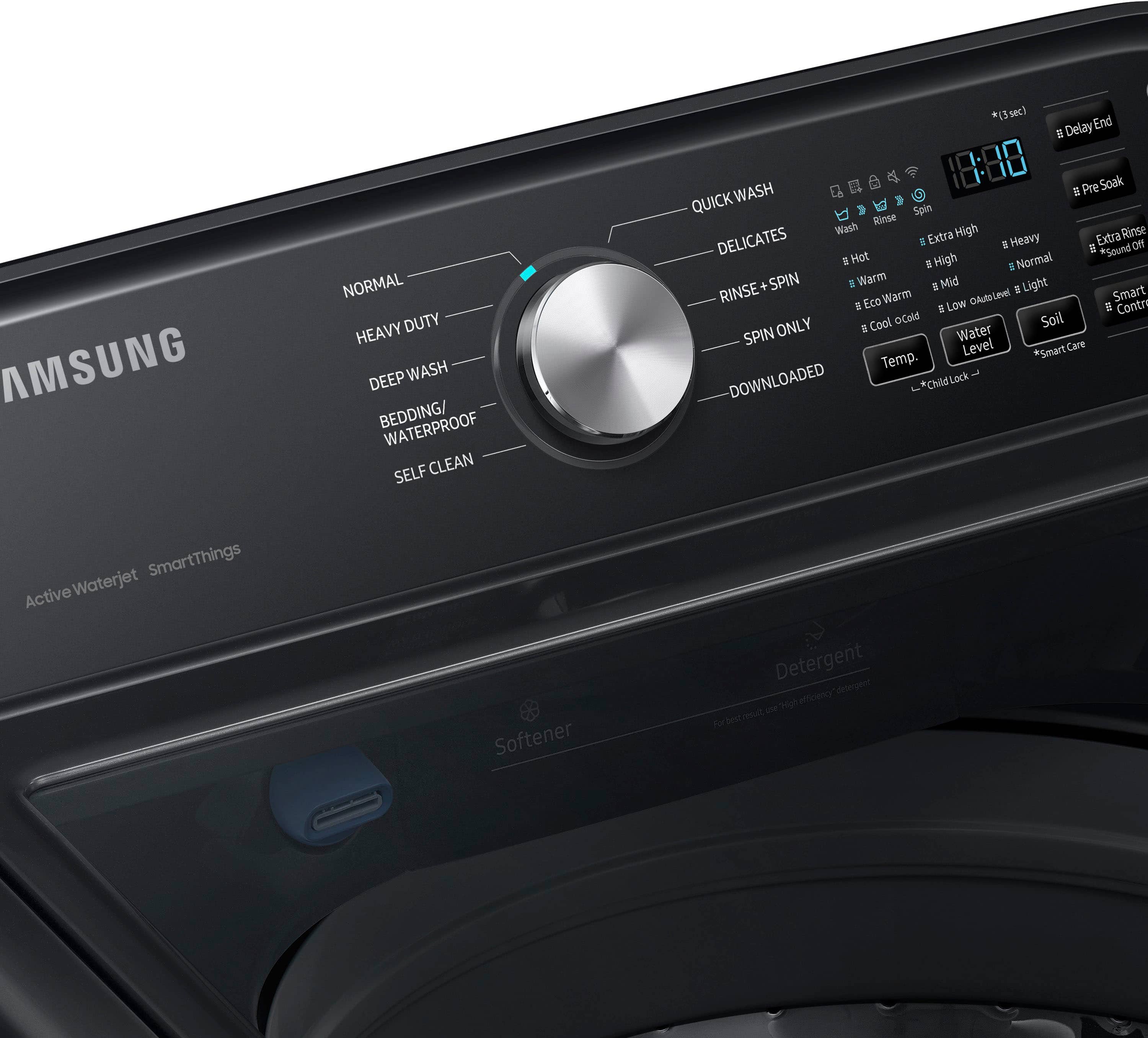 Alt View 17. Samsung - 4.6 Cu. Ft. High-Efficiency Smart Top Load Washer with ActiveWave Agitator - Black.