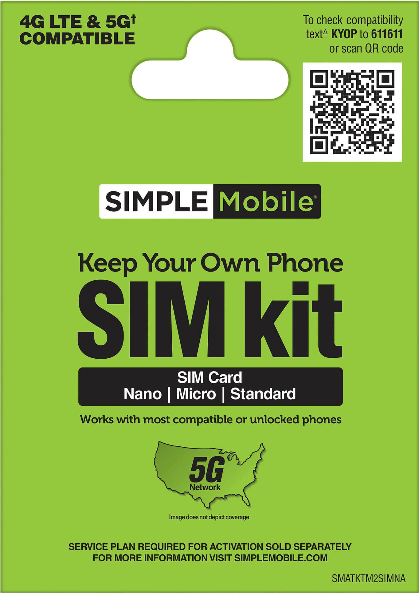 Front. Simple Mobile - Bring Your Own Phone Dual Mini SIM Pack with Nano/Micro/Standard - Multi.