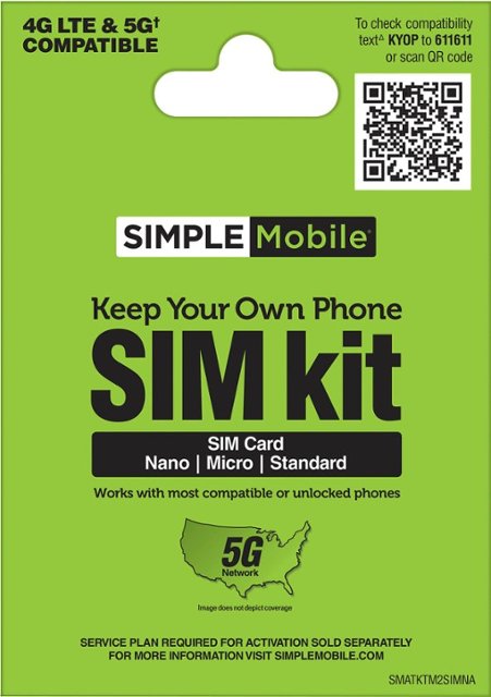Front. Simple Mobile - Bring Your Own Phone Dual Mini SIM Pack with Nano/Micro/Standard - Multi.