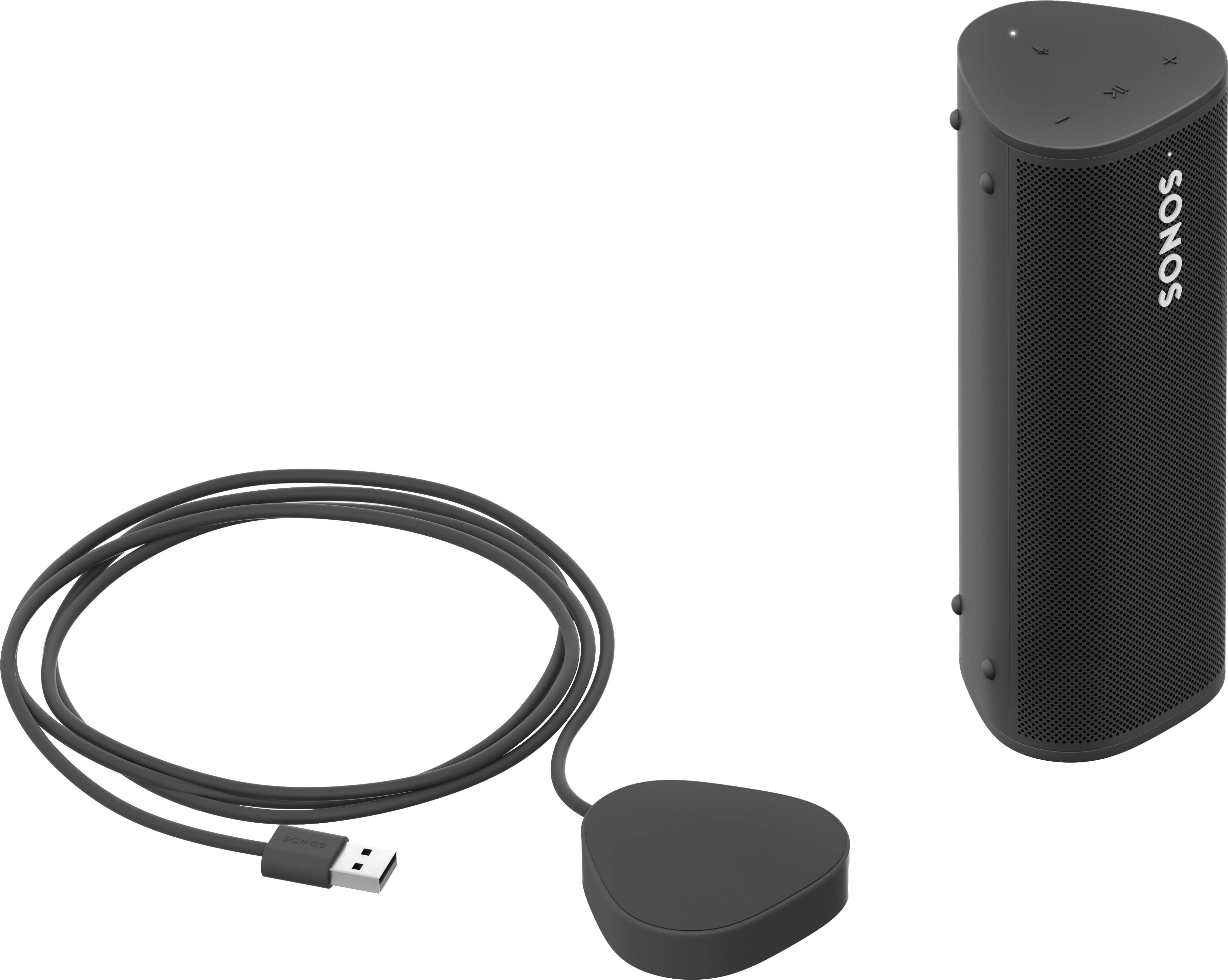 Angle. Sonos - Roam + Wireless Charger Bundle (Each) - Black.