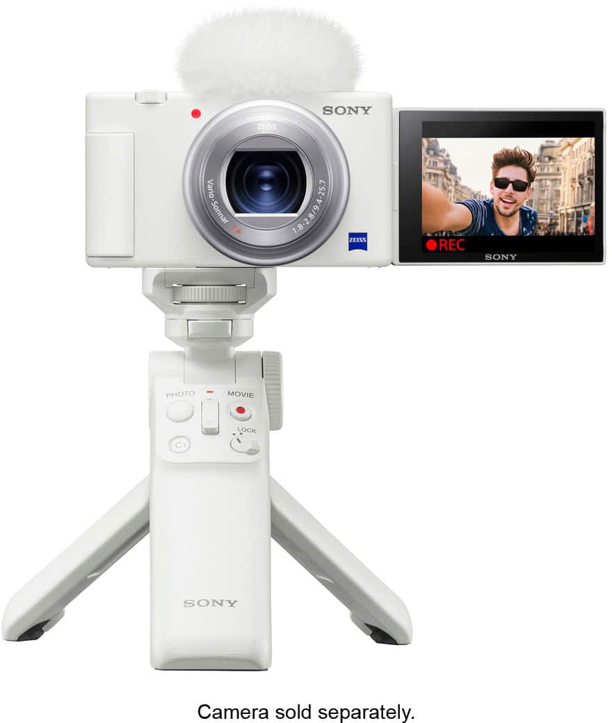 Left. Sony - GPVPT2BT/W Wireless Bluetooth Shooting Grip and Tripod - White.
