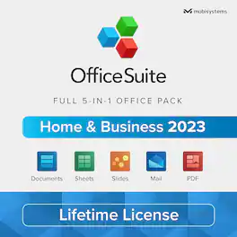 mobisystems - OfficeSuite Home & Business - Lifetime, Digital Key, 1 Windows PC, 1 user- Documents, Sheets, Slides, Mail with Calendar - Windows